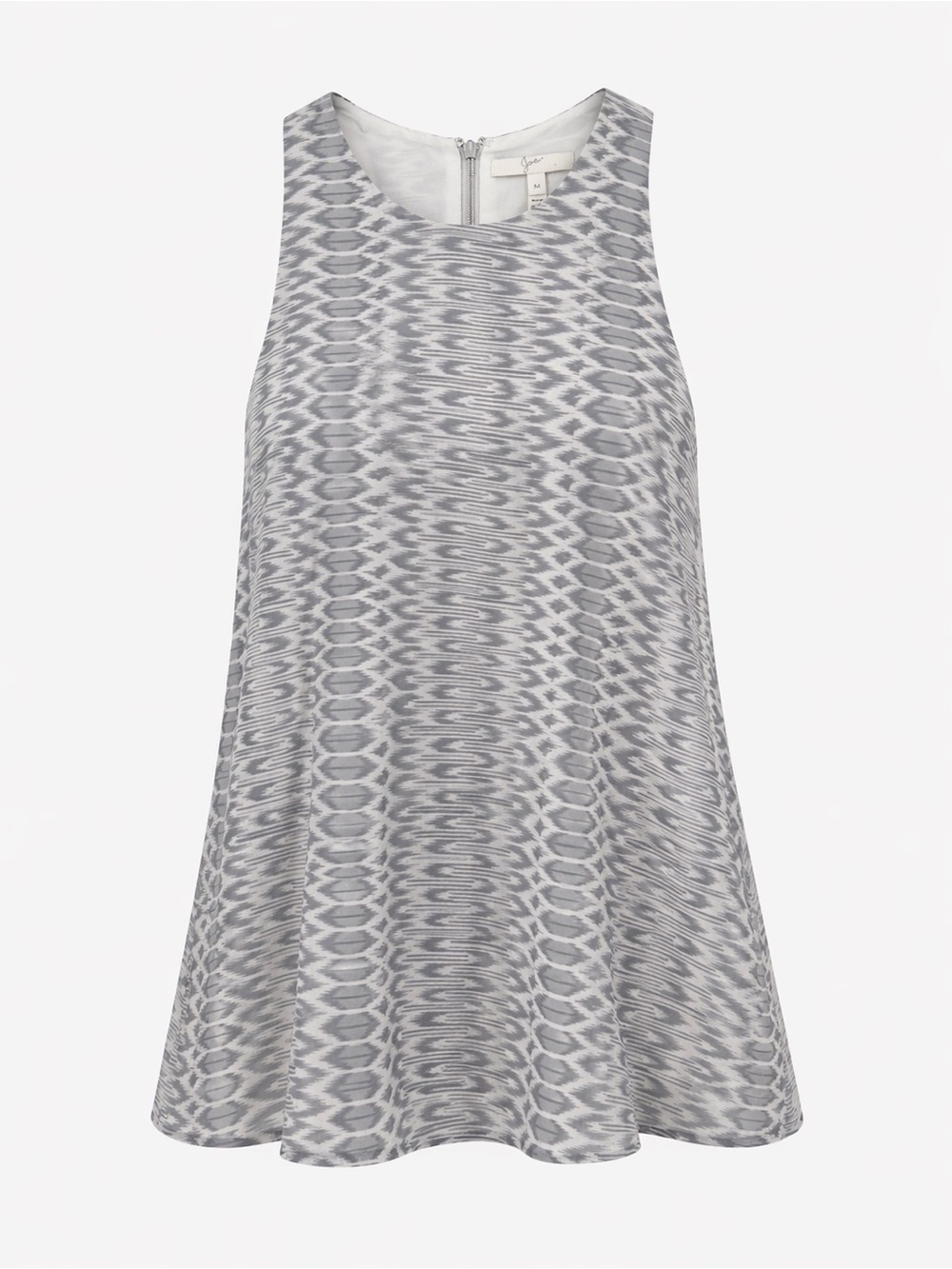 Joie Brighton Silk Tank Top in Silverfox Grey Ikat Print Size M